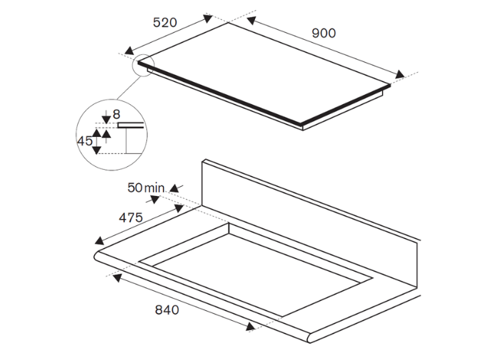 90 cm piano induzione con cornice in metallo, 5 zone, display LCD | Bertazzoni
